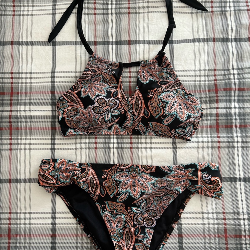 Black Paisley Bikini Set